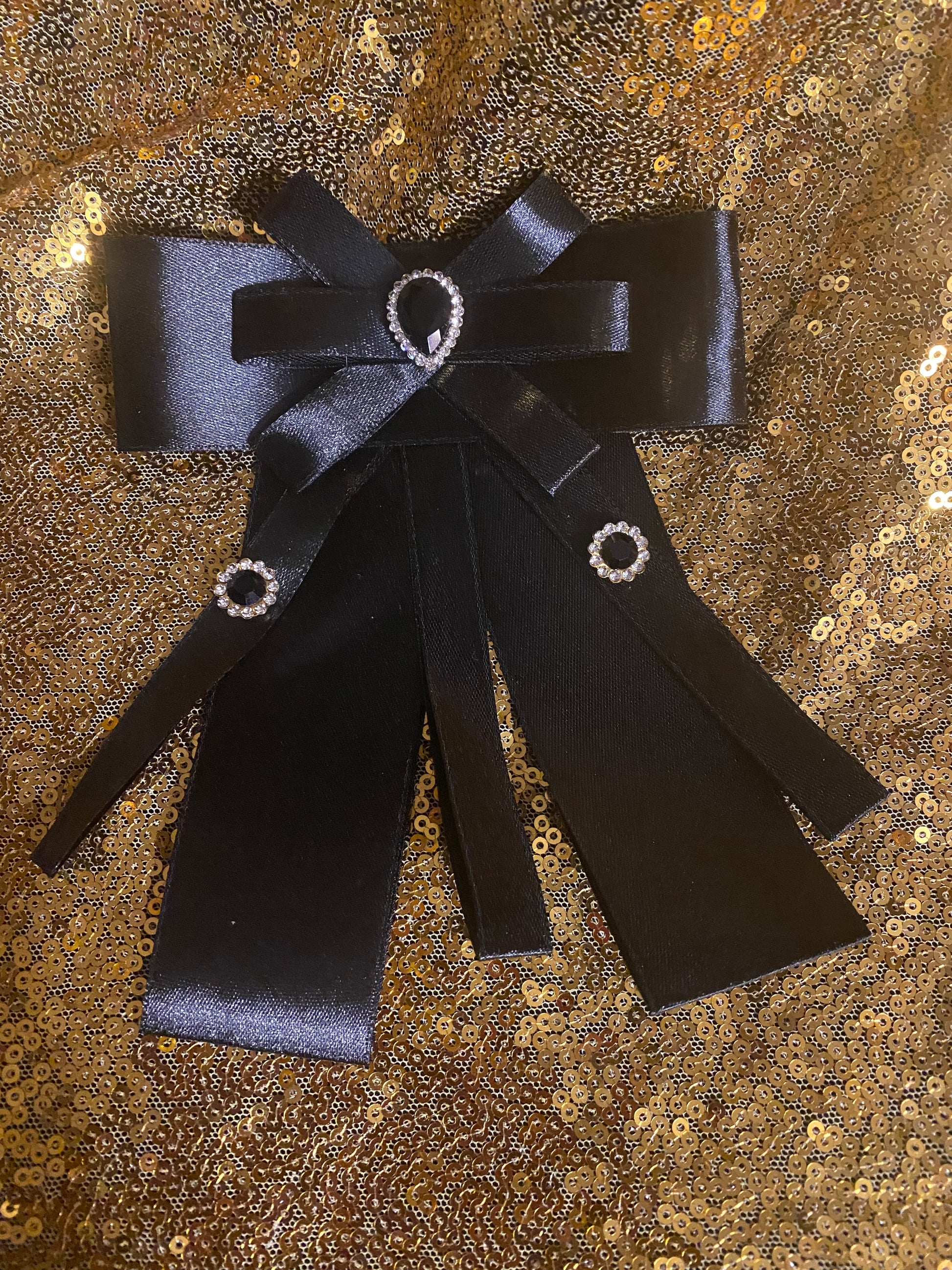 Mommy sized black regal bowtie sure to Fancy-fy any outfit. Dress up or Dress Down with a little flair and bling. 